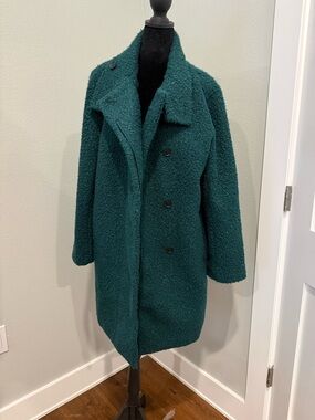 LOFT Deep Teal Bouclé Double-Breasted Pea Coat